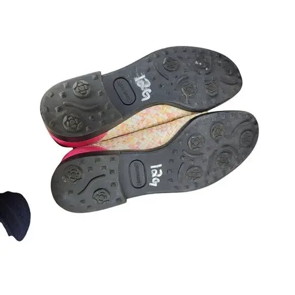 Aerogreen Women's Golf Shoes Pink Weave Leather Preppy Classic Retro 9 - Picture 6 of 6